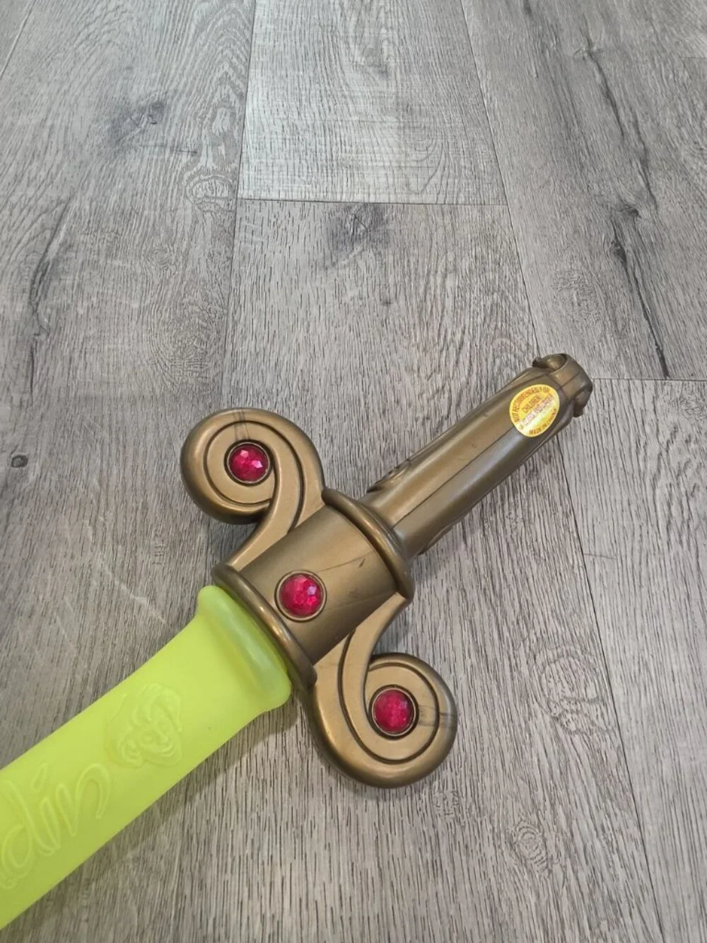 Disney 90s Aladdin Toy Sword With Gold Handle & Light-Up Yellow Blade Costume
